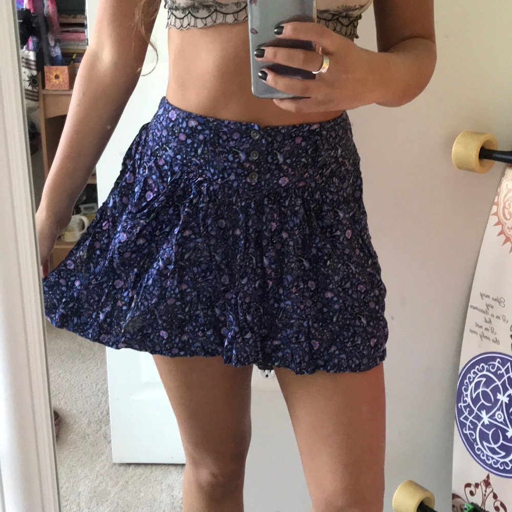 purple floral skirt